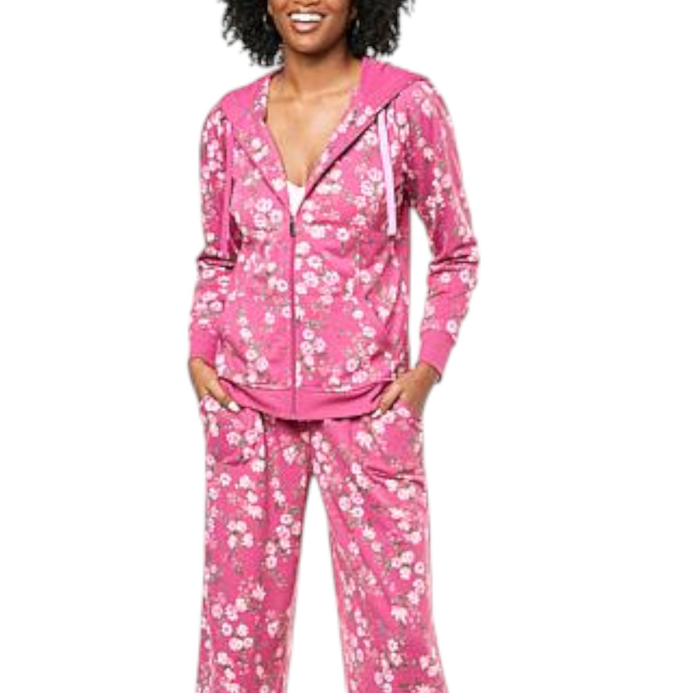 Lacey Chabert Women's Pleated Shoulder Hoodie Purple Floral - Regular